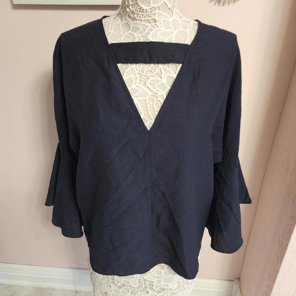 Flawless WISH brand navy blue blouse Small unique fun